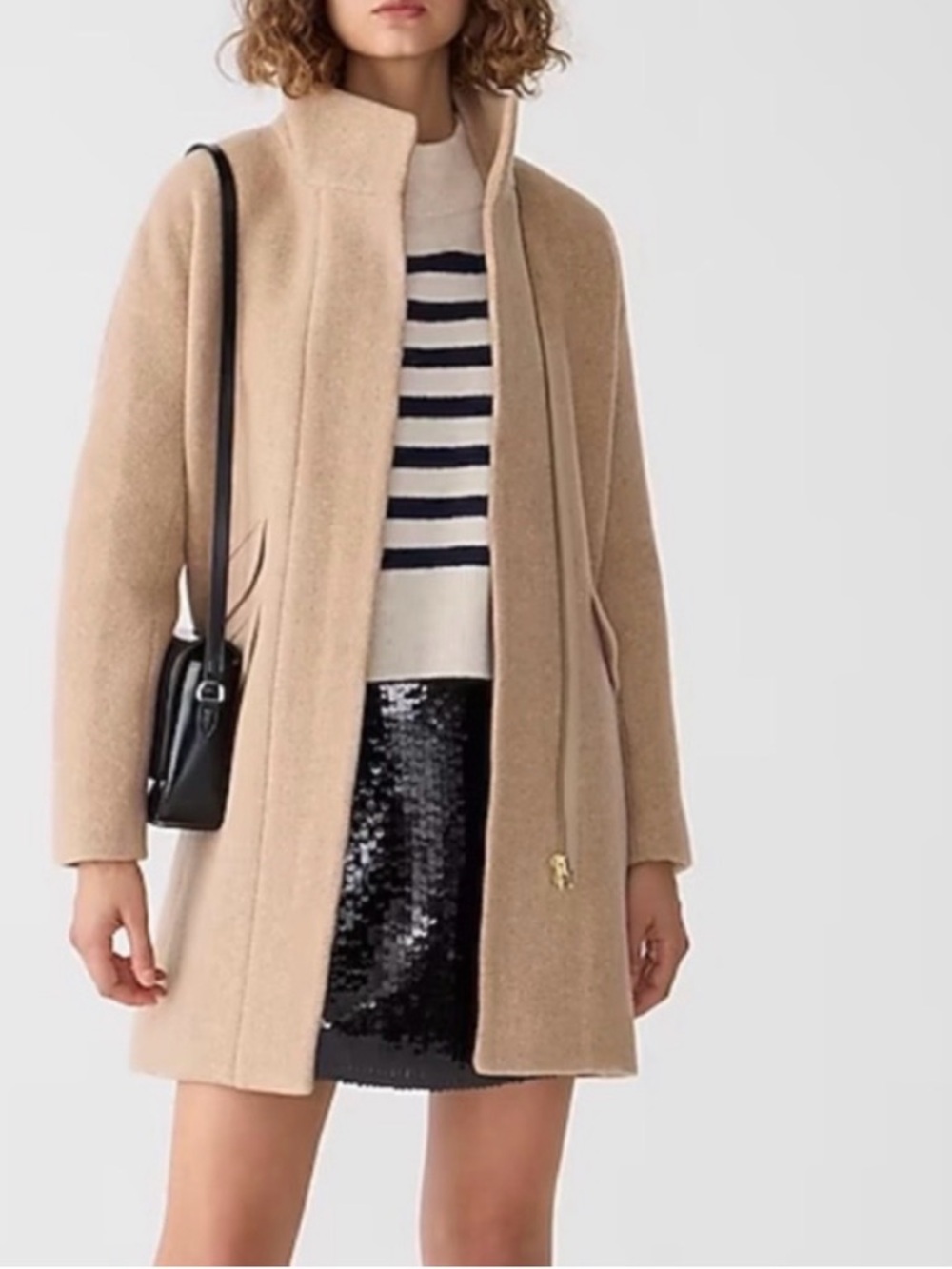 J.CREW Cocoon City Coat Wool Blend Full Zip Winter Pea Coat Tan Khaki Size 4